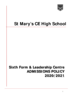 SMHS Sixth Form Admissions Policy 2020 21
