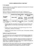 2026 School Admissions Appeals Timetable