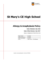 Allergy and Anaphylaxis Policy 2026-2027